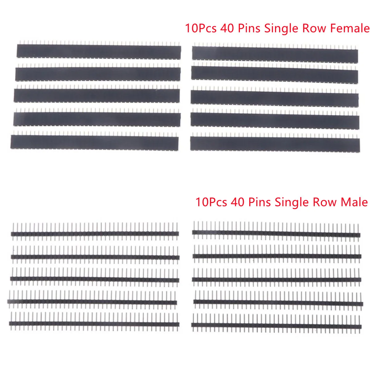 

10 шт., 40-контактный 1x40 Однорядный штекер или гнездо, 2,54 хрупкий штырьковый разъем PCB JST, соединительная лента для Arduino, черный