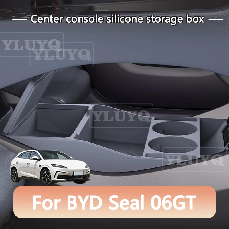 Фото Для BYD Seal 06 GT: нижний отсек центральной консоли, двухслойный автомобильный органайзер, специальный силиконовый аксессуар для салона. №1