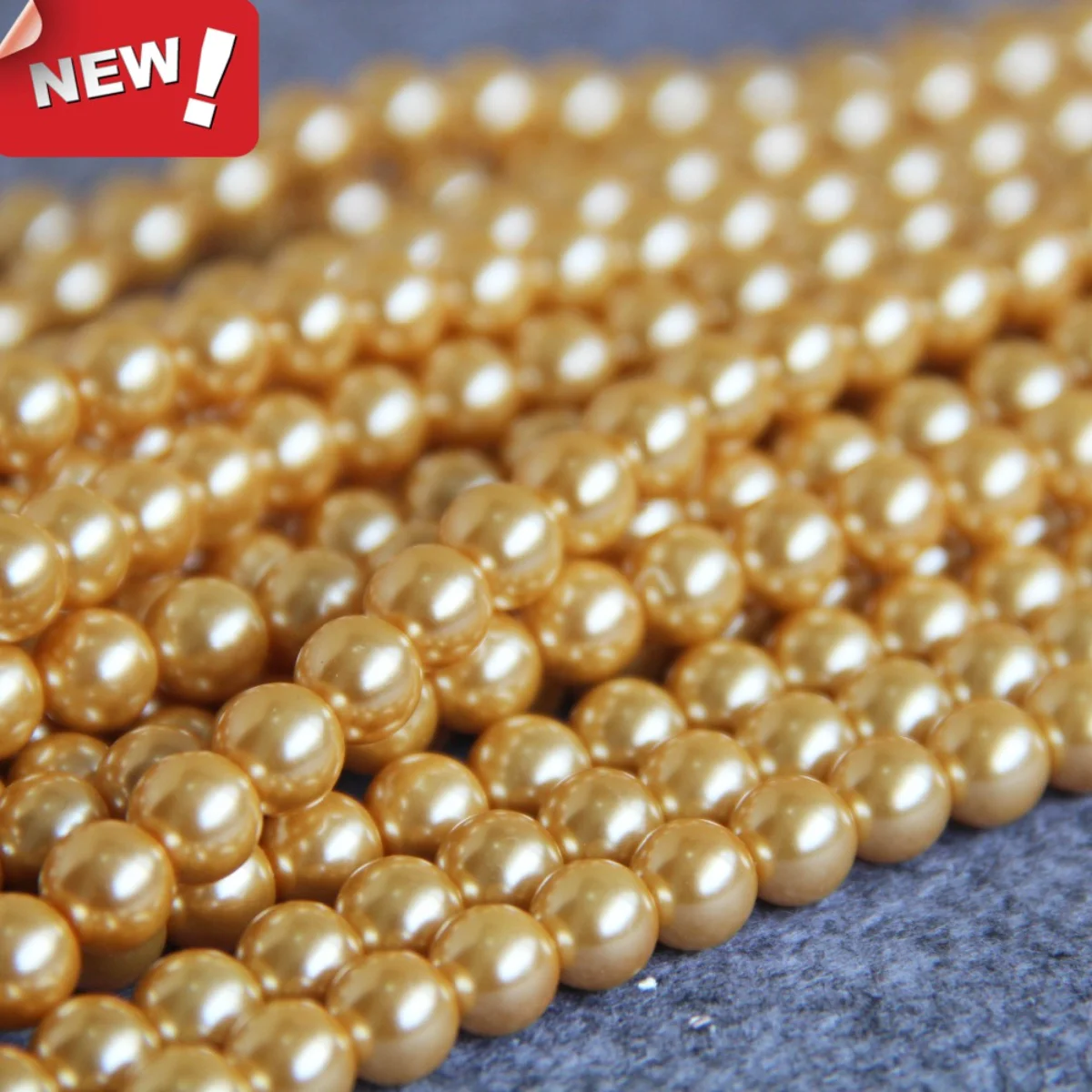 

New 8 10 12mm Round Gold Color Shell Pearl Loose Beads SeaShell DIY Women Girls Accessory Fitting Jewelry Making Design 16inch