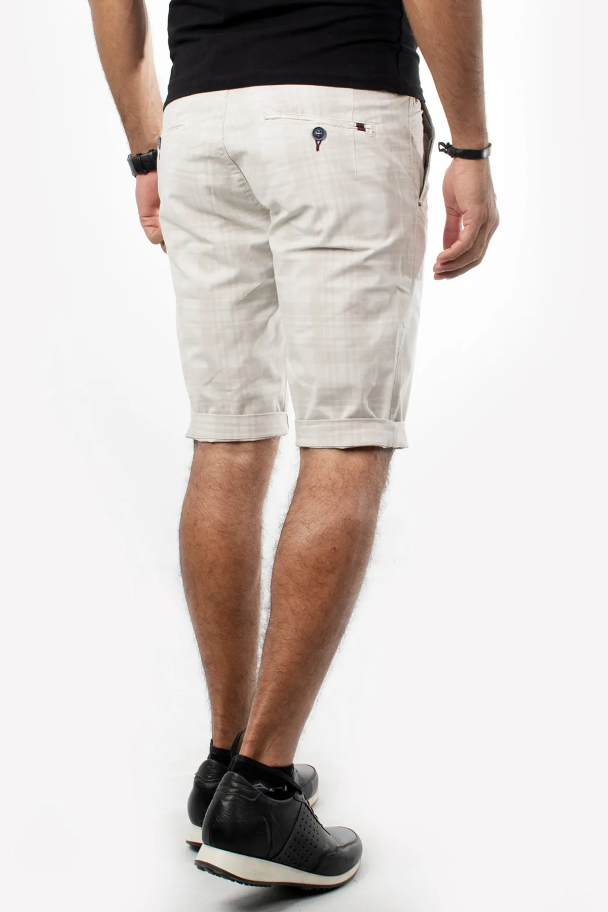

DeepSEA Square Pattern Striped Linen Capri Pants 1902550