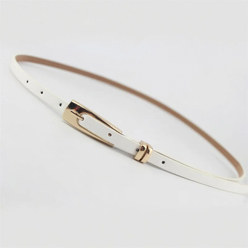 

New Arrival Candy Color Thin Pu Leather Belt Female Red Brown Black White Yellow Waist Belts For Women Dress Strap Hot Sale