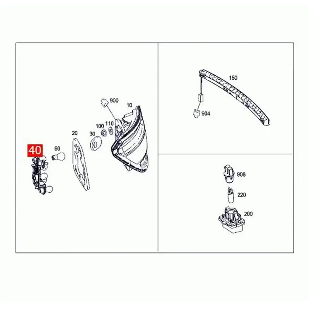 Фото Для Mercedes-Benz W204 C-класса C180 C200 C280 C300 C320 2007-2011: Плата управления лампой заднего фонаря (держатель лампы) A2048201500 №2