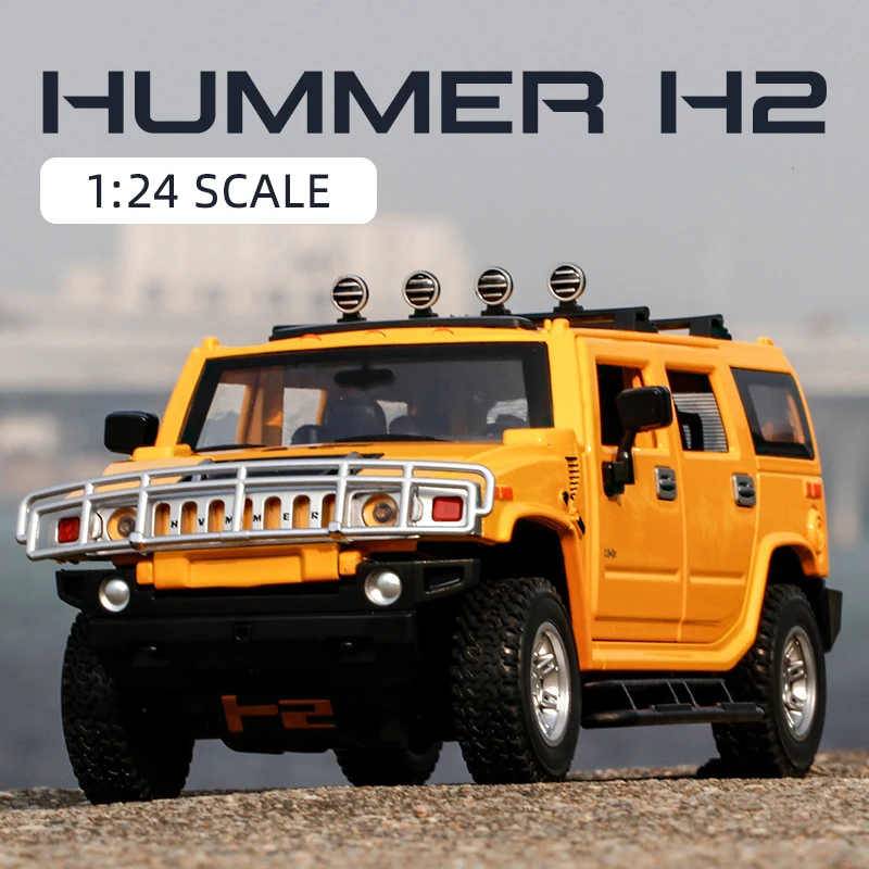 

1/24 Scale Hummer H2 Off-Road Armored Vehicle Alloy Model Car Diecast Scale Collectible Sound & Light Toy Car Toys For Boys Gift