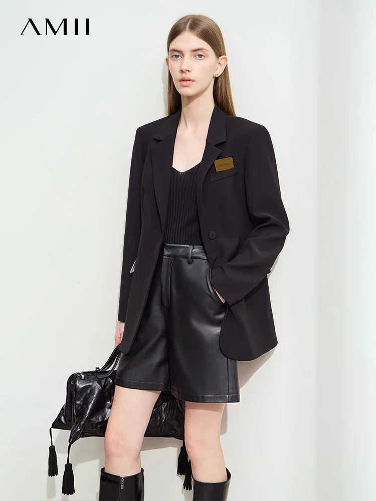 Женские блейзеры Amii в стиле минимализма Новинка осени 2024 модные Базовые куртки