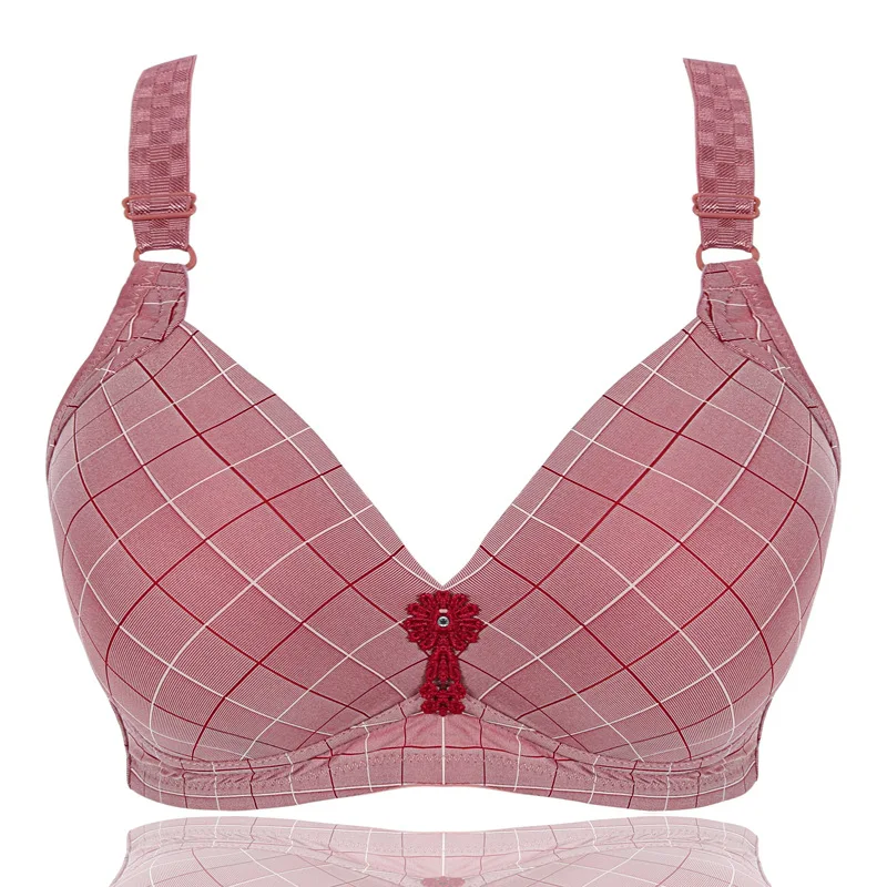 

Seamless Plaid Bras for Women Lace Sexy Push Up Bra Bralette Wireless Seamless Underwear Large Size Brassiere