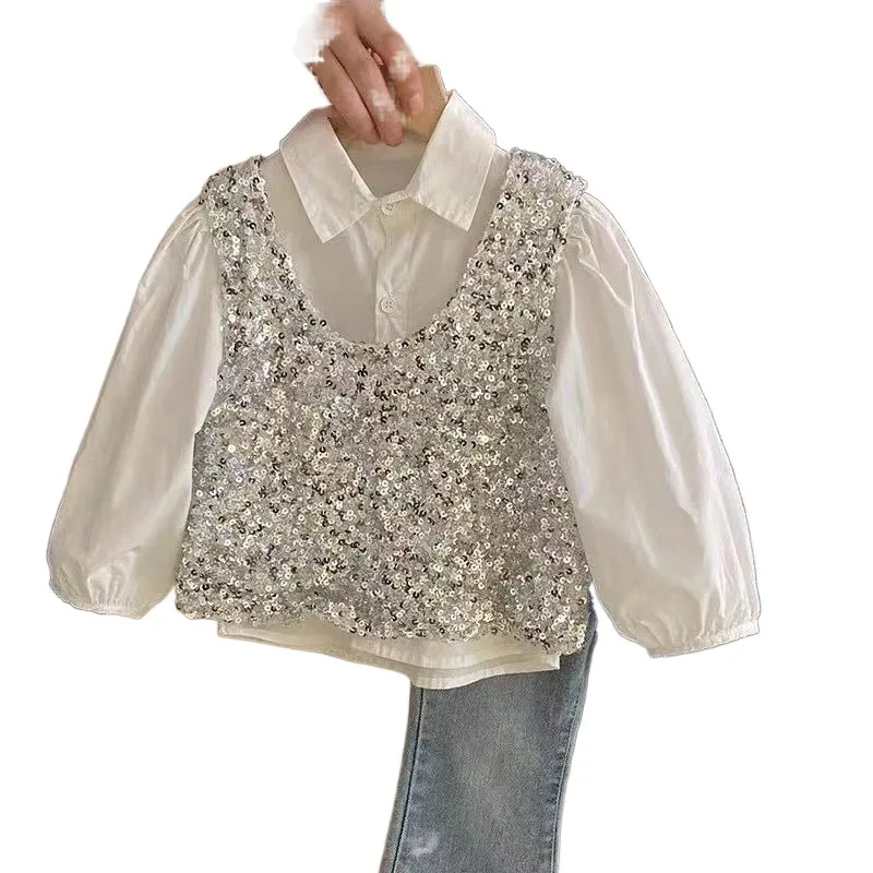 Жилет рубашка джинсовый комплект весенне-осенний новый корейский модный