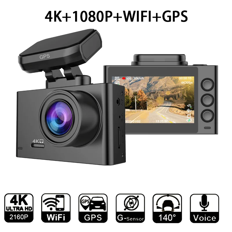 

Built-in GPS Interconnect With the G-sensor APP 4K Dash Cam for Car Camera Recorder Dashcam WIFI Car Dvr Recording Devices