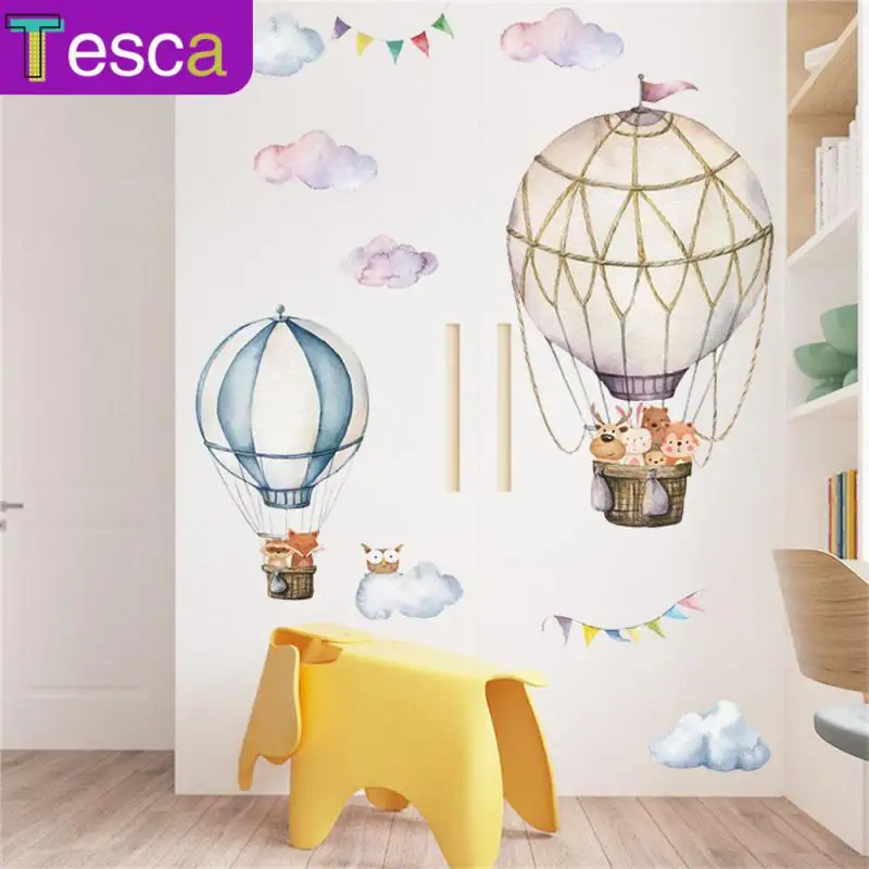 

Cartoon Animal Wall Sticker Diy Poster Wall Sticker Boy Room Sticker Customized Welcome Baby Hot Air Balloon Pvc Mural Art