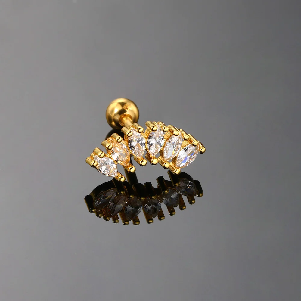 Женские серьги-гвоздики с фианитом 1 шт.