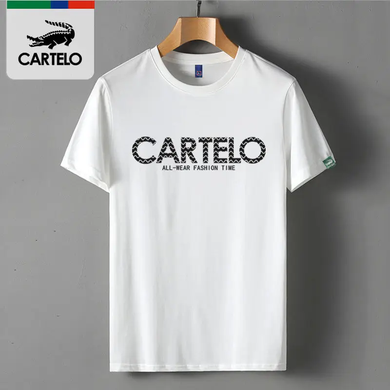 CARTELO T-shirt Men's Letter Printed Round Neck Short Sleeve All-match Tops & Tees