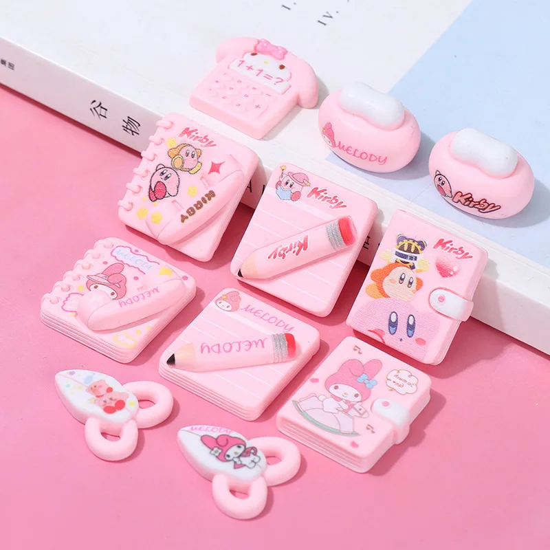 

10Pcs My Melody Diy Accessories Sanrio Kawaii Anime Kriby Cute Cartoon Character Girly Heart Phone Case Patch Toy for Girls