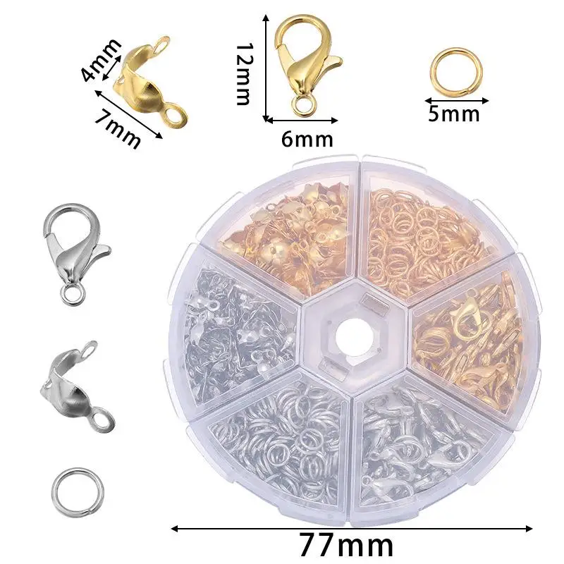1Box DIY Jewelry Making Kits Lobster Clasp Open Jump Rings Eye Pins Connector Box Sets Bracelet Necklace Findings |