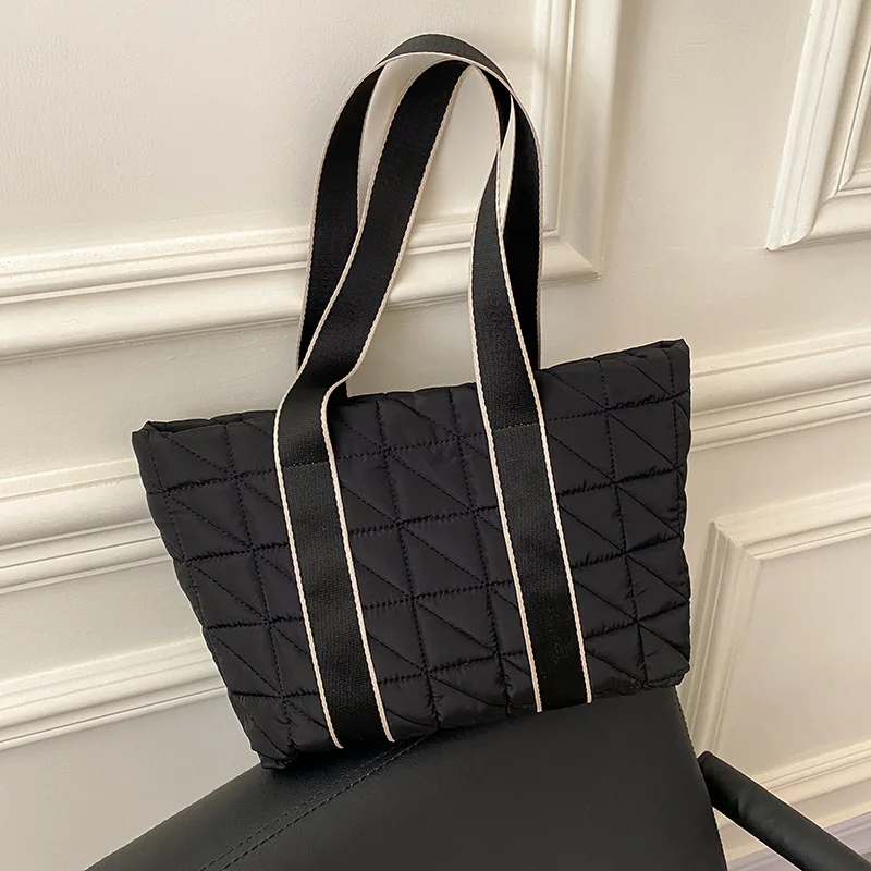 

Зимняя большая женская сумка со стразами, новинка 2021, вместительная Хлопковая Сумка через плечо, модная Корейская Сумка-тоут