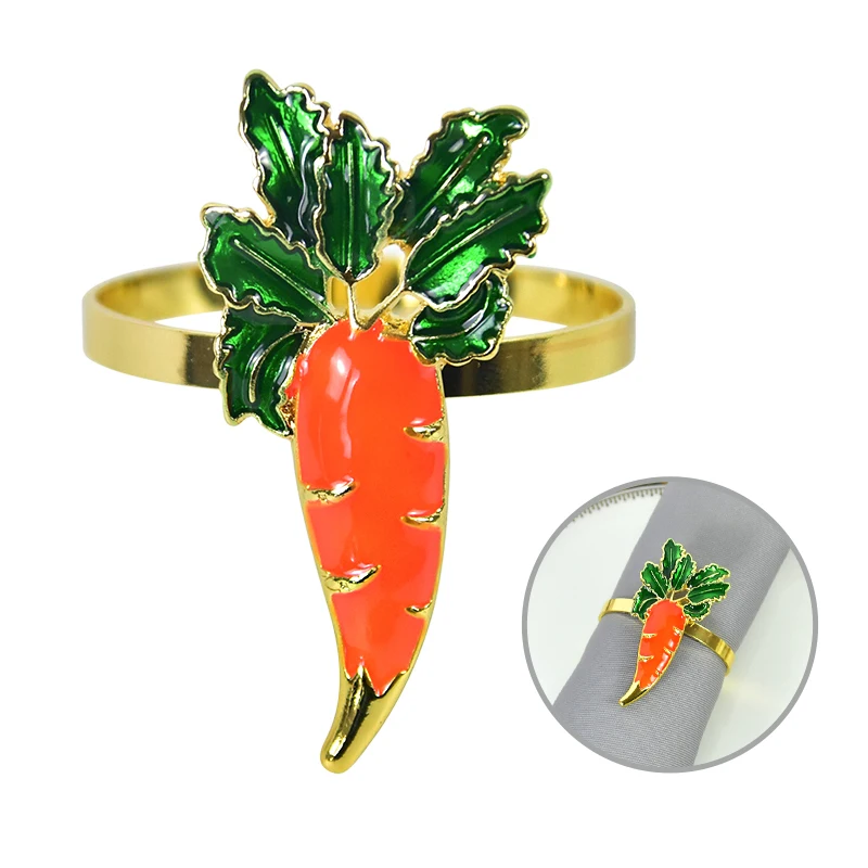 

1/2pcs Easter Napkin Ring Holders Table Decoration Metal Tissue Ring Holder With Carrots Ornament Easter Party Home Dinner Decor