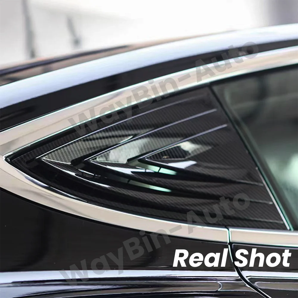 Фото Для Tesla Model 3, нашивка с узором из углеродного волокна, яркий Tesla 2017-2023, внешняя модификация, задний треугольный шейдер, аксессуары для автомобиля №2
