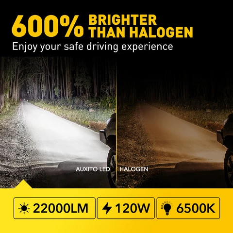 AUXITO 2 шт. 9005 HB3 Автомобильная светодиодная фара 6500K Белая H11 H8 H7 9012 HIR2 Светодиодная фара дальнего ближнего света Canbus Автомобильная фара 22000LM 12V