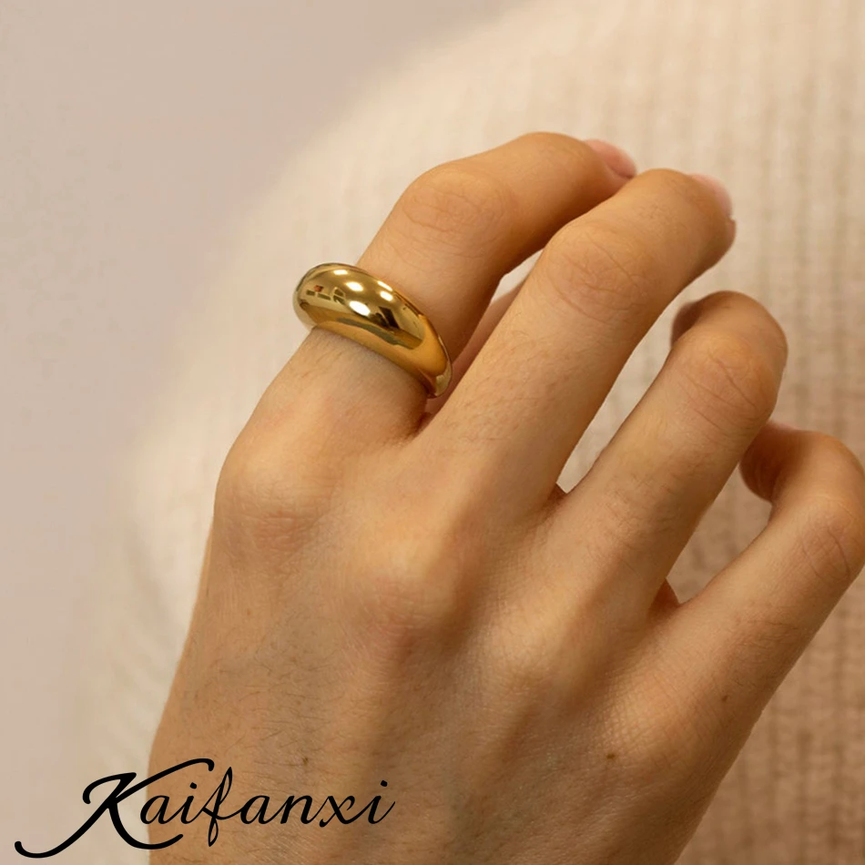 

Kaifanxi Fashion Simple Stainless Steel Rings For Woman Bow Rings Jewelry Geometric Ring Size 5 6 7