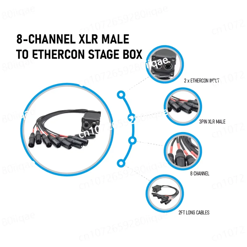 XLR Audio Snake 8-канальный 3-контактный 2 шт. RJ45 Многосетевой прорыв для сцены и