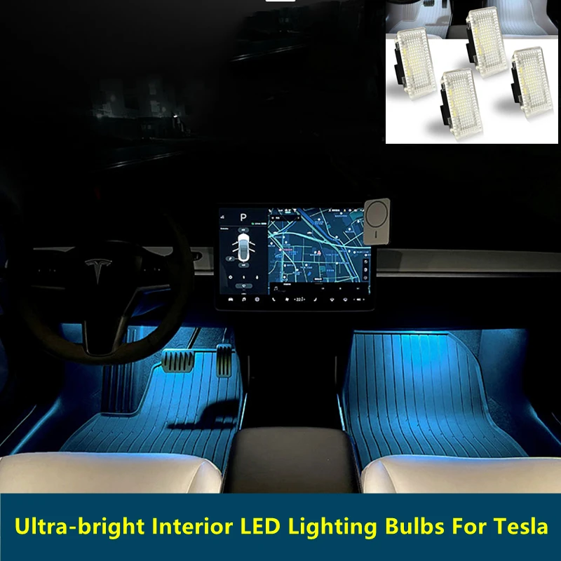 

Ultra-bright Interior LED Lighting Bulbs Kit Accessories For Tesla Model 3/S/X/Y fit Trunk Frunk Door Puddle Foot-Well lights