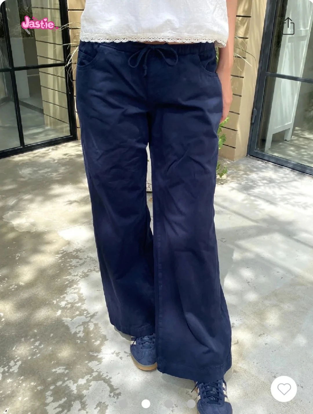 Американские винтажные прямые брюки Y2K на шнуровке темно-синие повседневные