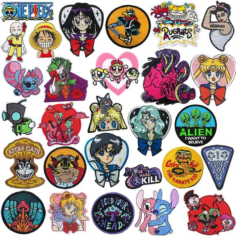 

Cute Applique Embroidery Patches on Kids Clothes DIY Iron Patches Cartoon Patch Clothes Stickers Alien Badge Patch Wholesale