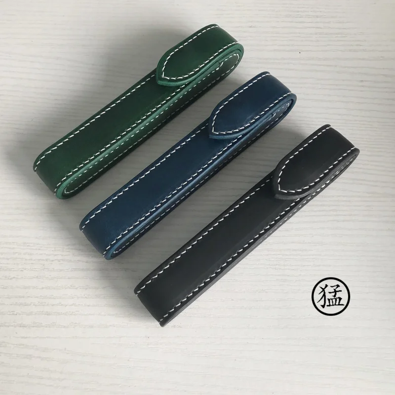 Handmade Cowhide Single Pen Bag Pressure Resistant Anti Drop Pen Case  Storage Leather  Pen Bag