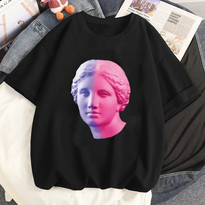 Ретро статуи Дэвида Миф Графическая футболка Женские футболки Kawaii Топы Harajuku 90-х