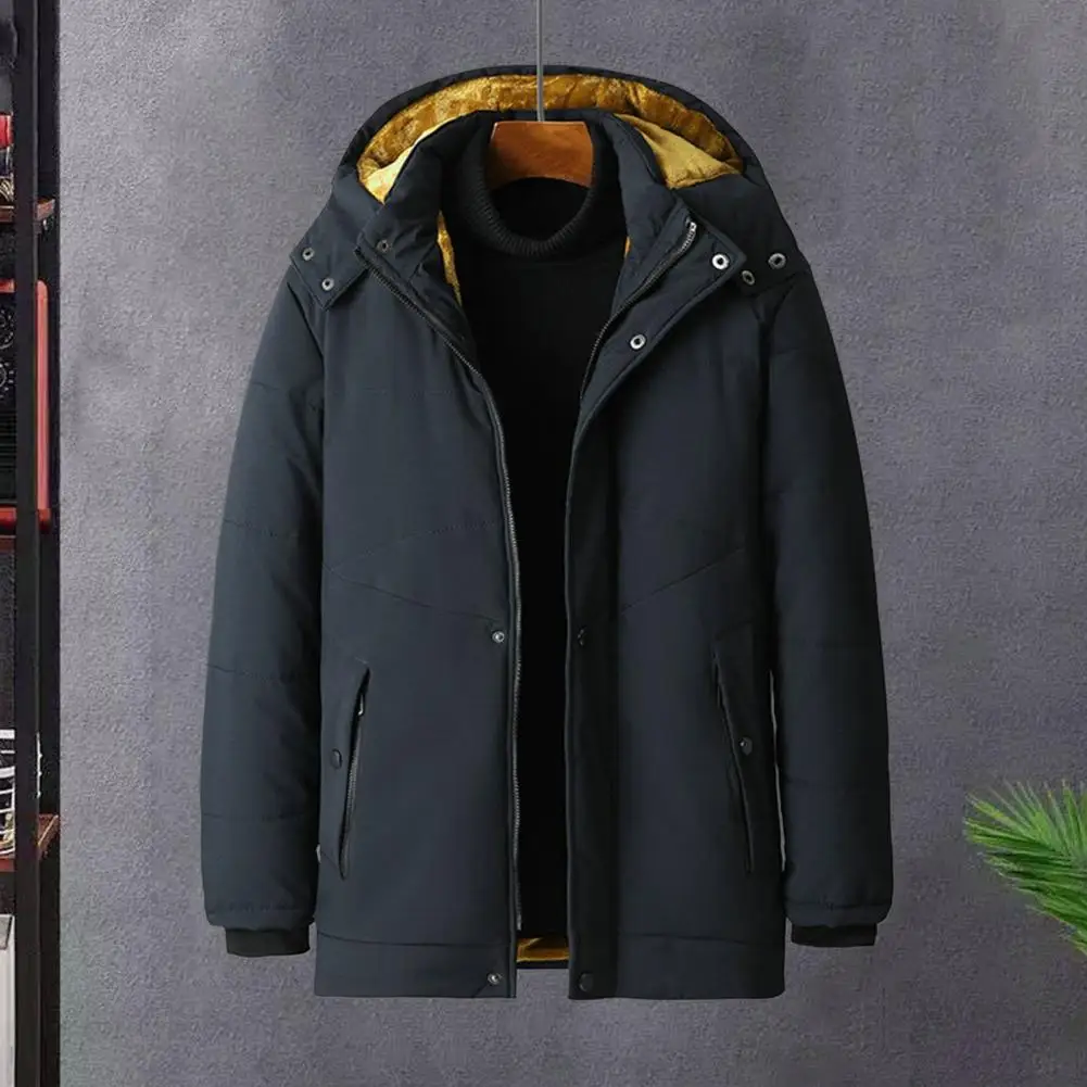 

Ветрозащитное хлопковое пальто, мужская зимняя куртка со съемным капюшоном, мягкий карман для защиты головы от холода, хлопок