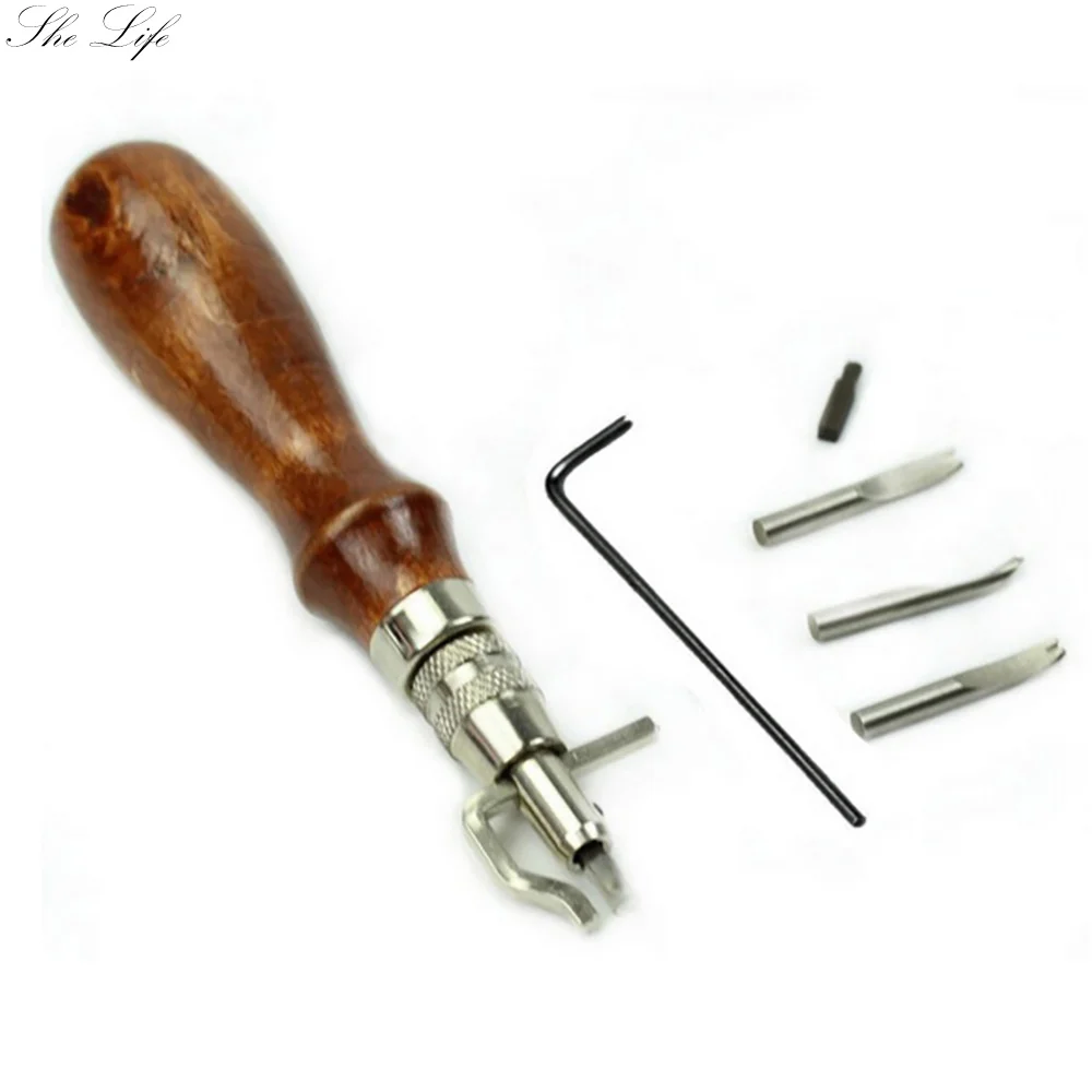 

Multifunctional Leather Trench Edge Pressing Device Blankholding Cutting Edge DIY Manual Leather Tool 7 in 1 Grooving Edger