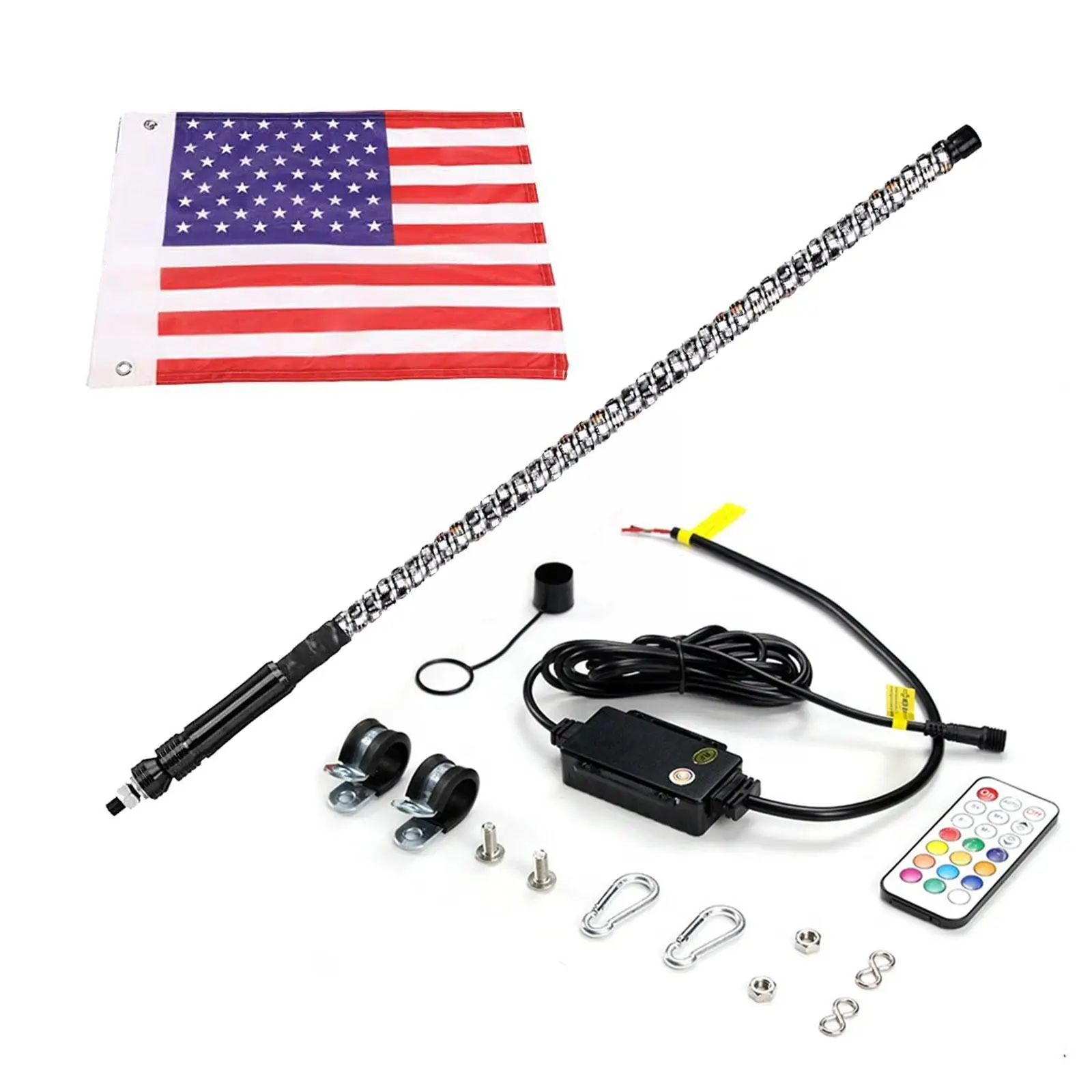 

2ft Rgb Led Beach Marquee Lights For Car Off-road Motorcycle Decoration Antenna Lamp Whip Flag Pole With Flag O1t5
