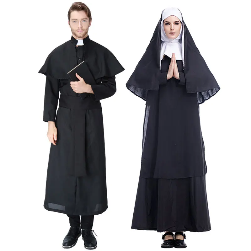 

Easter Costumes Deluxe Women The Nun Costume Men Missionary Christian Clergyman Priest Jesus Costumes