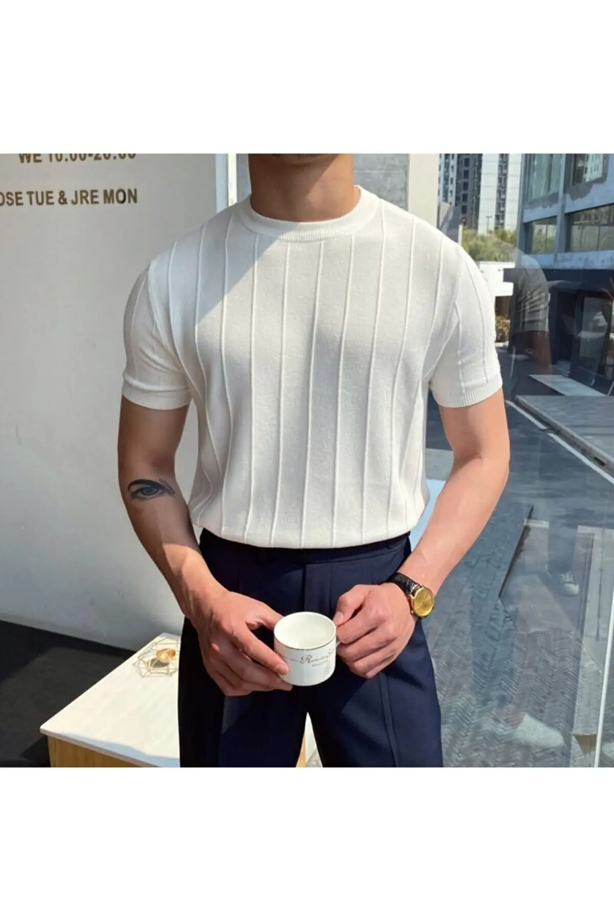 

Футболка мужская белая трикотажная с круглым вырезом, лето 172169422