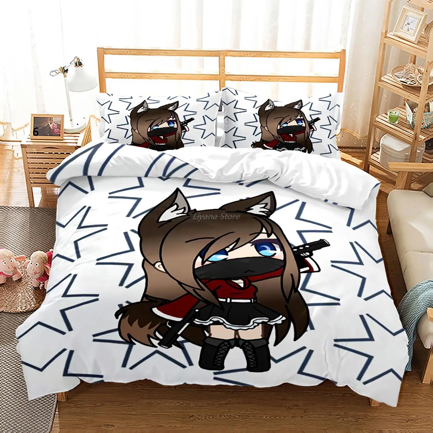 

New Gacha Life Bedding Set Single Twin Full Queen King Size Gacha Life Bed Set Aldult Kid Bedroom Duvetcover Sets 010