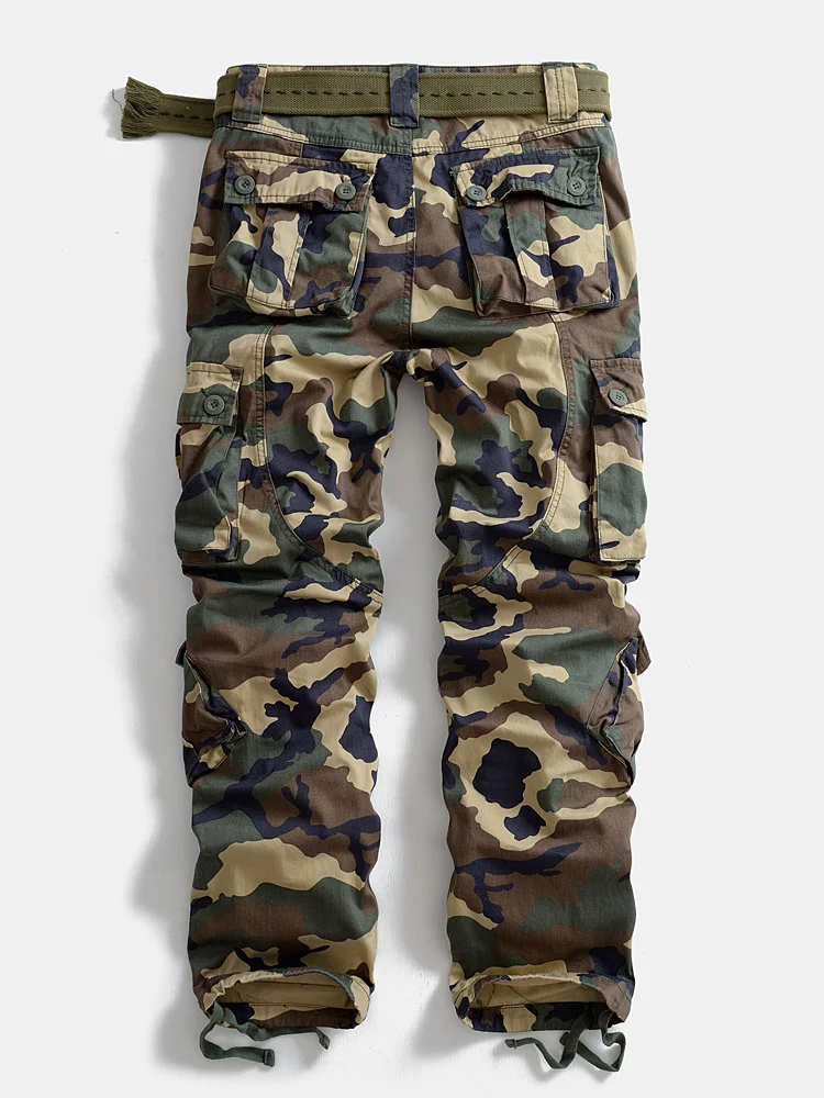 Heavy Camouflage Straight Men's Cotton Loose Hip Hop Overalls Casual Pants Multi-Pocket Outdoor Trousers Plus size