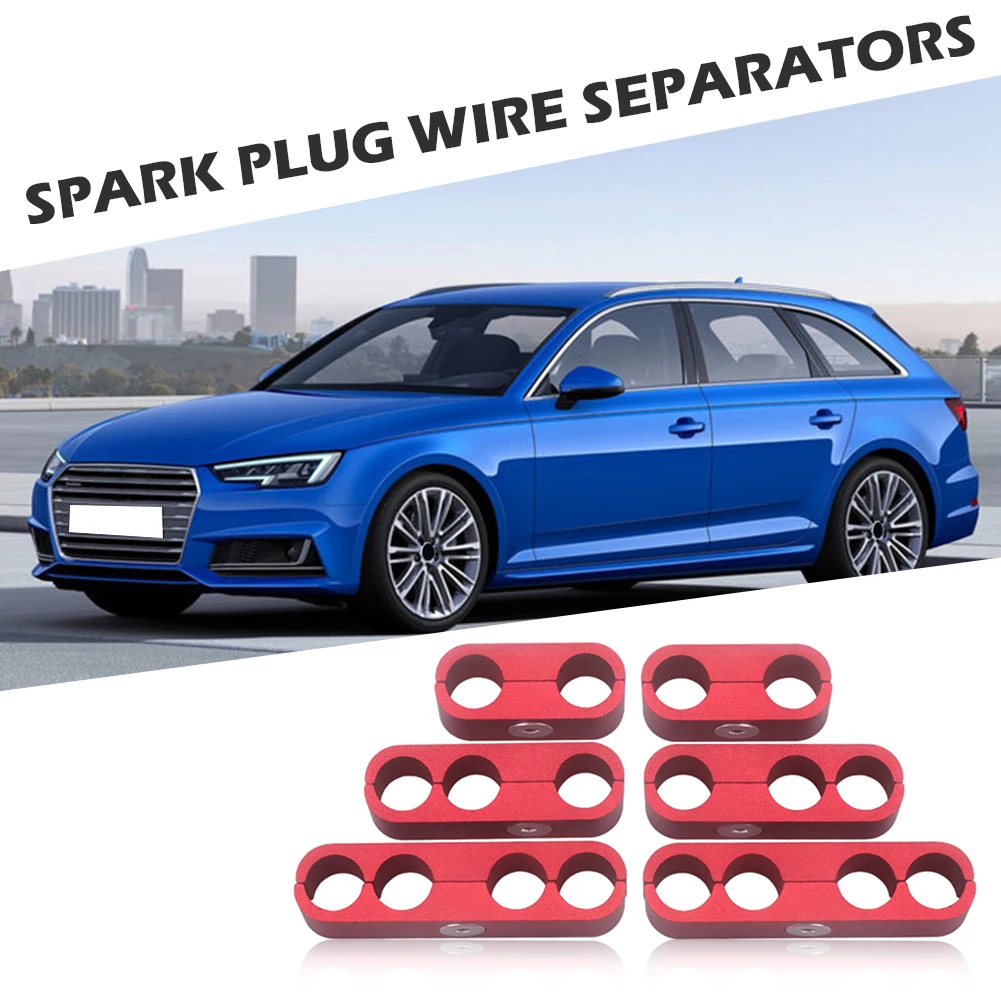 

6pcs Billet Aluminum Spark Plug Wire Separators Classic Colors and Simple Durable Design Dividers Looms 7mm 8mm 9.5mm