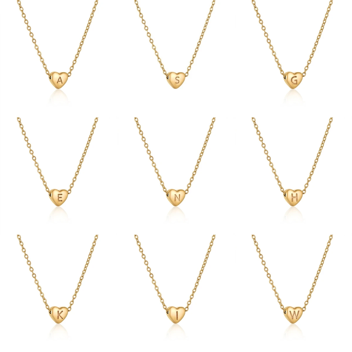 Stainless Steel Tiny Heart Initial Necklace for Women Gold Color Choker Minimalist Pendant Jewelry Gifts Gift for Mom wholesale