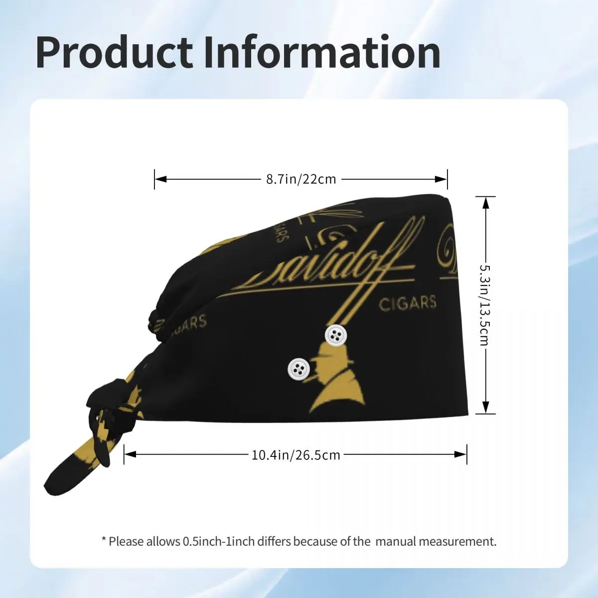Фото Медицинская шапочка Davidoff Cigars Black Scrub Hat, унисекс, регулируемая, для врачей, стоматологов и медсестер №3