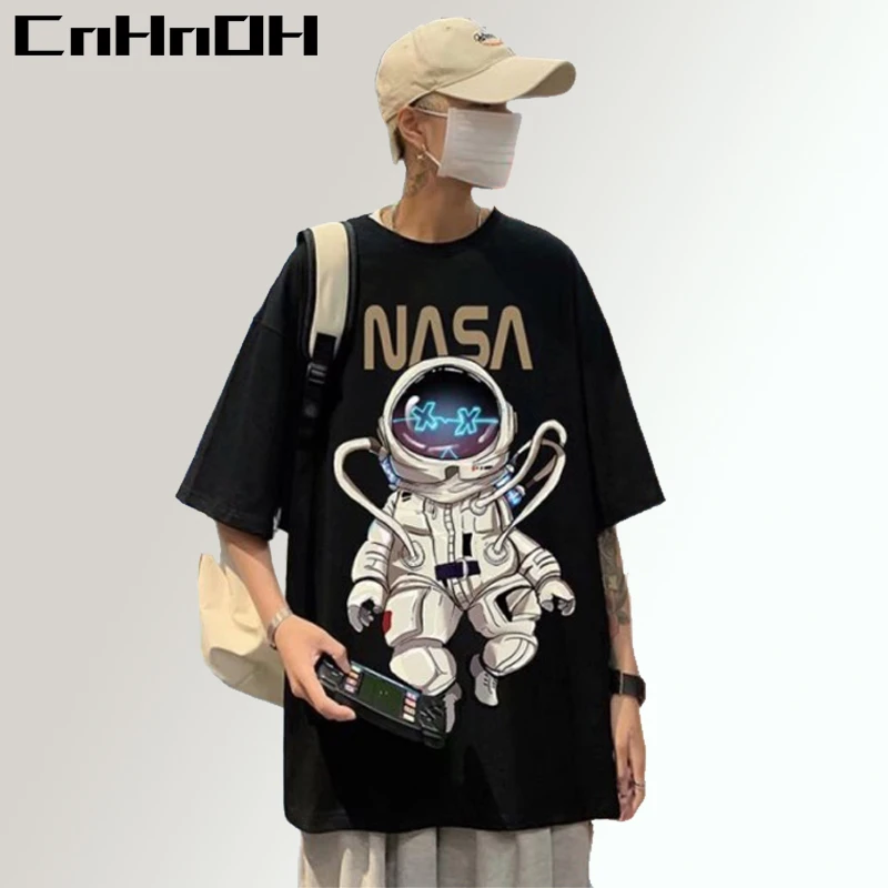 CnHnOH Hot-Selling Retro Short-Sleeved T-Shirt Male Tee Japanese Net Red Loose Chic Clothes Harajuku Style Student Shirt 552