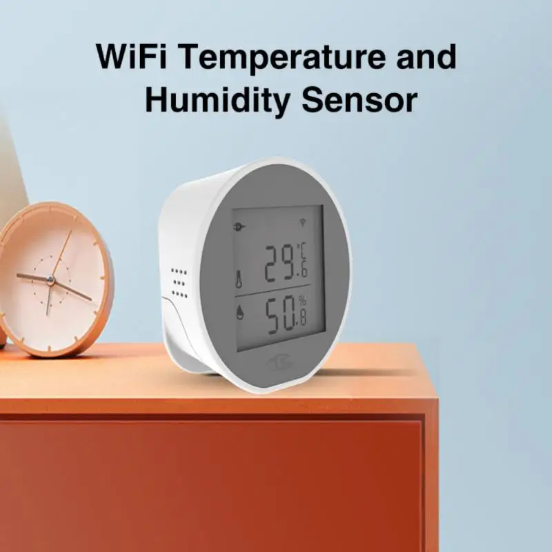

Беспроводной смарт-датчик температуры и влажности Tuya, Wi-Fi, работает в помещении с Alexa Home и поддержкой приложения Smart Life