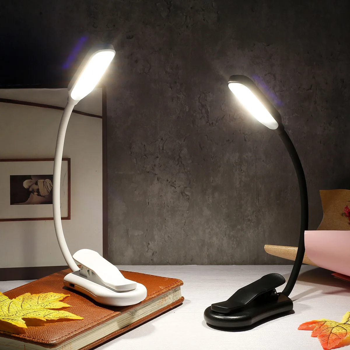 

Светодиодный светильник для чтения с зажимом, USB-зарядка, 3 приглушаемых яркости, ночсветильник светильник чтения, настосветильник