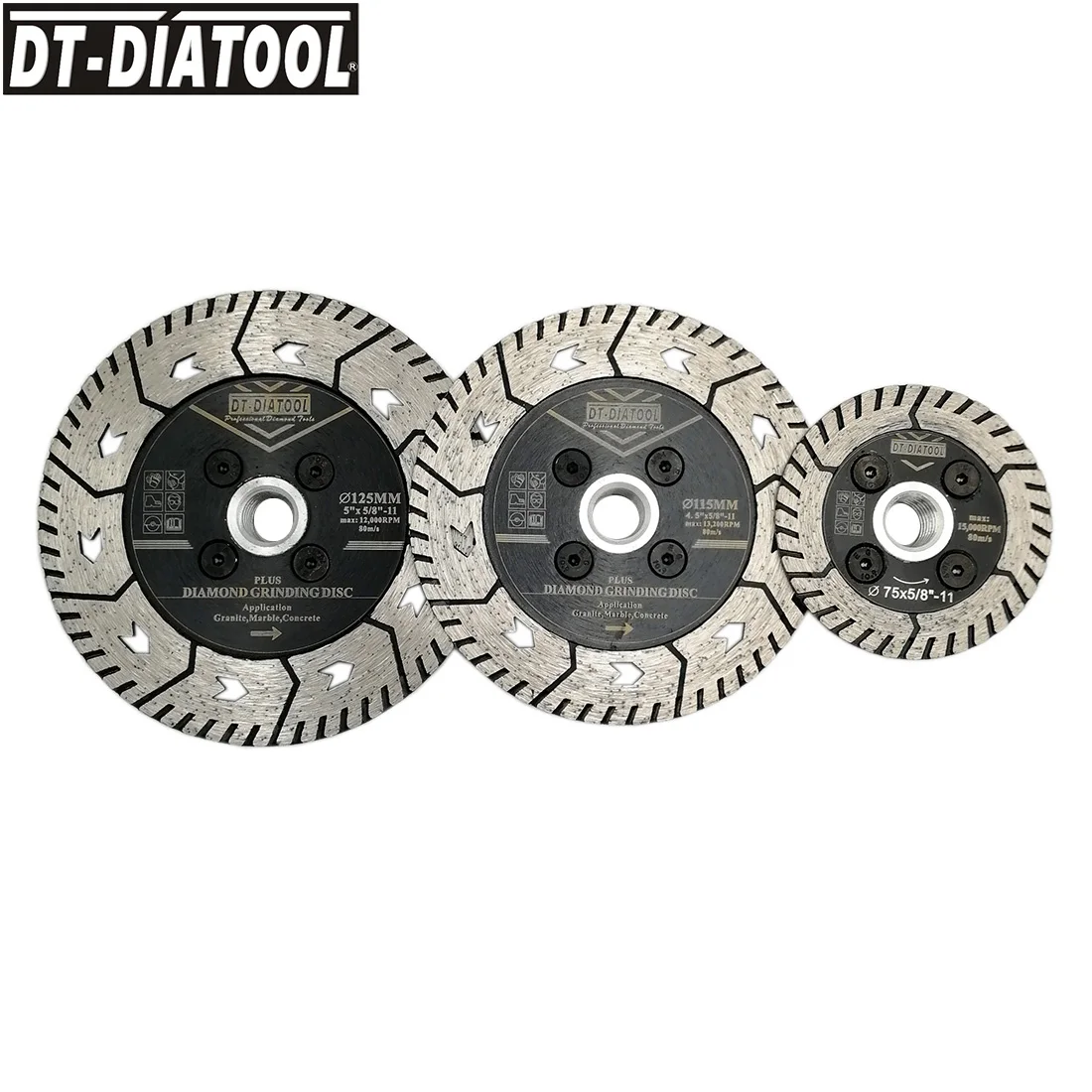 

DT-DIATOOL 1pc/2pcs 75MM 115mm or125mm Diamond Cutting Grindng Disc Cut Grind Sharpen Granite Marble Concrete