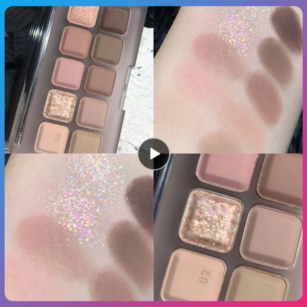 

Glitter Matte Eyeshadow Shimmer Shiny Sequins Coffee Brown Eyeshadow Daily Eye Makeup 10 Color Eye Shadow Palette