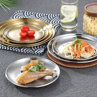 1pc creative fruit vegetables plate stainless steel gold silver color round plate barbecue plate food baking tray fruit dish