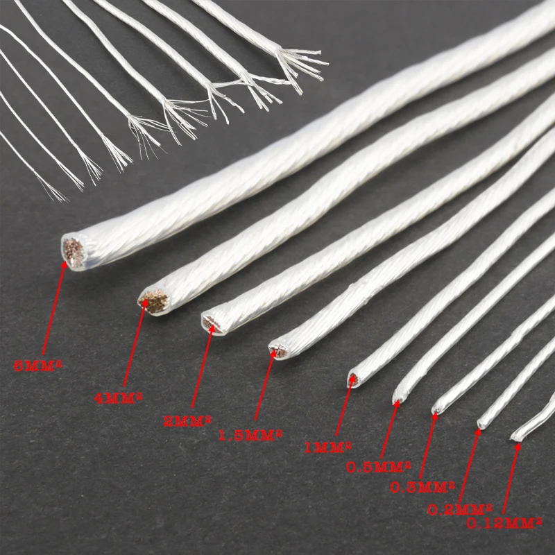 5m High Purity Silver Plated OCC Wire Copper Cable For Audio DIY Amplifier Headphone Speaker cable 14/16/18/19/20/22/24/26 AWG |