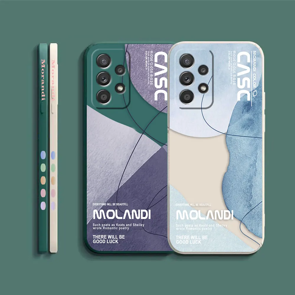 Case For Samsung Galaxy A91 A14 A73 A72 A71 A53 A52 A51 A42 A33 A32 A22 A21S A13 A12 A715F A52S A22S 4G 5G Case Morandi Colors