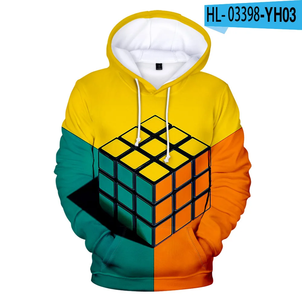 Fashion 3D Rubik's Cube Man Woman Hoodie Boy Girl Fashion Pullover Pop Singer 3D Sweatshirt Autumn and Winter Clothes