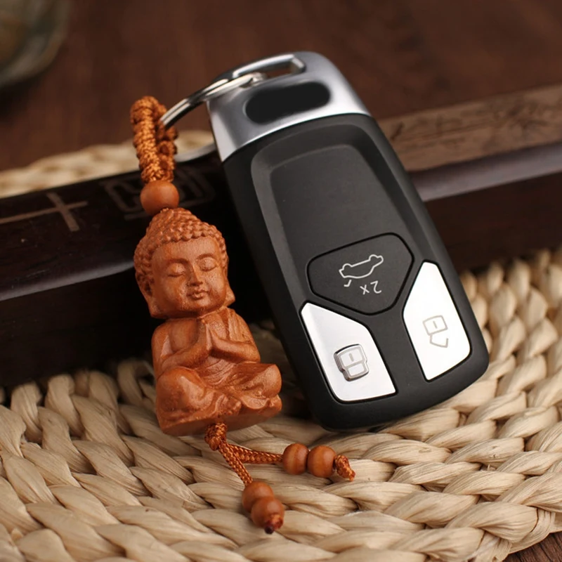 Деревянный брелок с трехмерной гравировкой реалистичный кулон Будды кольцо для