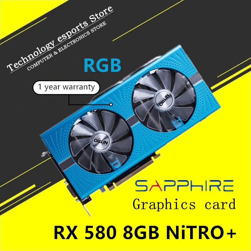 SAPPHIRE RX 580 8G NiTRO + Игровые Видеокарты Radeon RX 580 8G графическая карта RGB