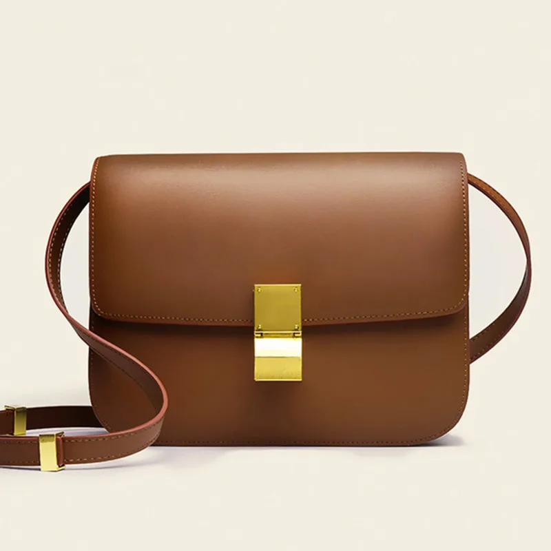 Genuine Leather Shoulder Bag For Women 2023Trend  Small Square Bags Luxury Designer Handbag Fashion Messenger BagsTofu Bags