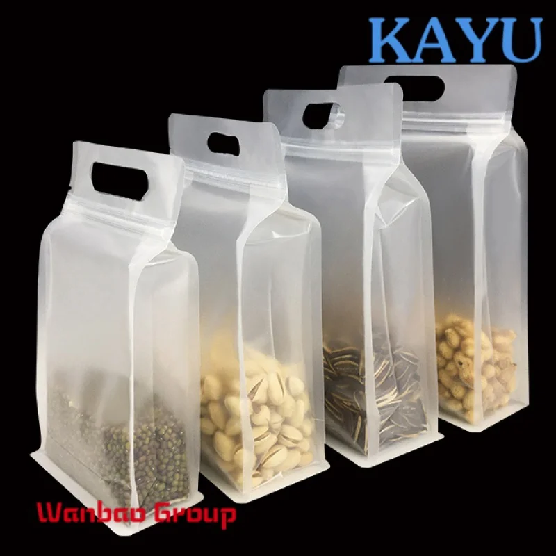 Food Grade Wholesale Flat Bottom Pouch Zipper Top  With Handle For Food Packaging Bag